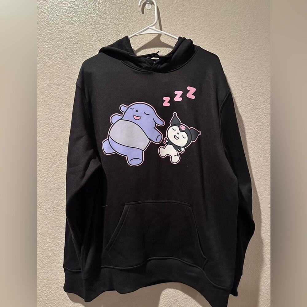 NWOT Sanrio Hello Kitty Kuromi & Baku front & back graphic black hoodie sz L